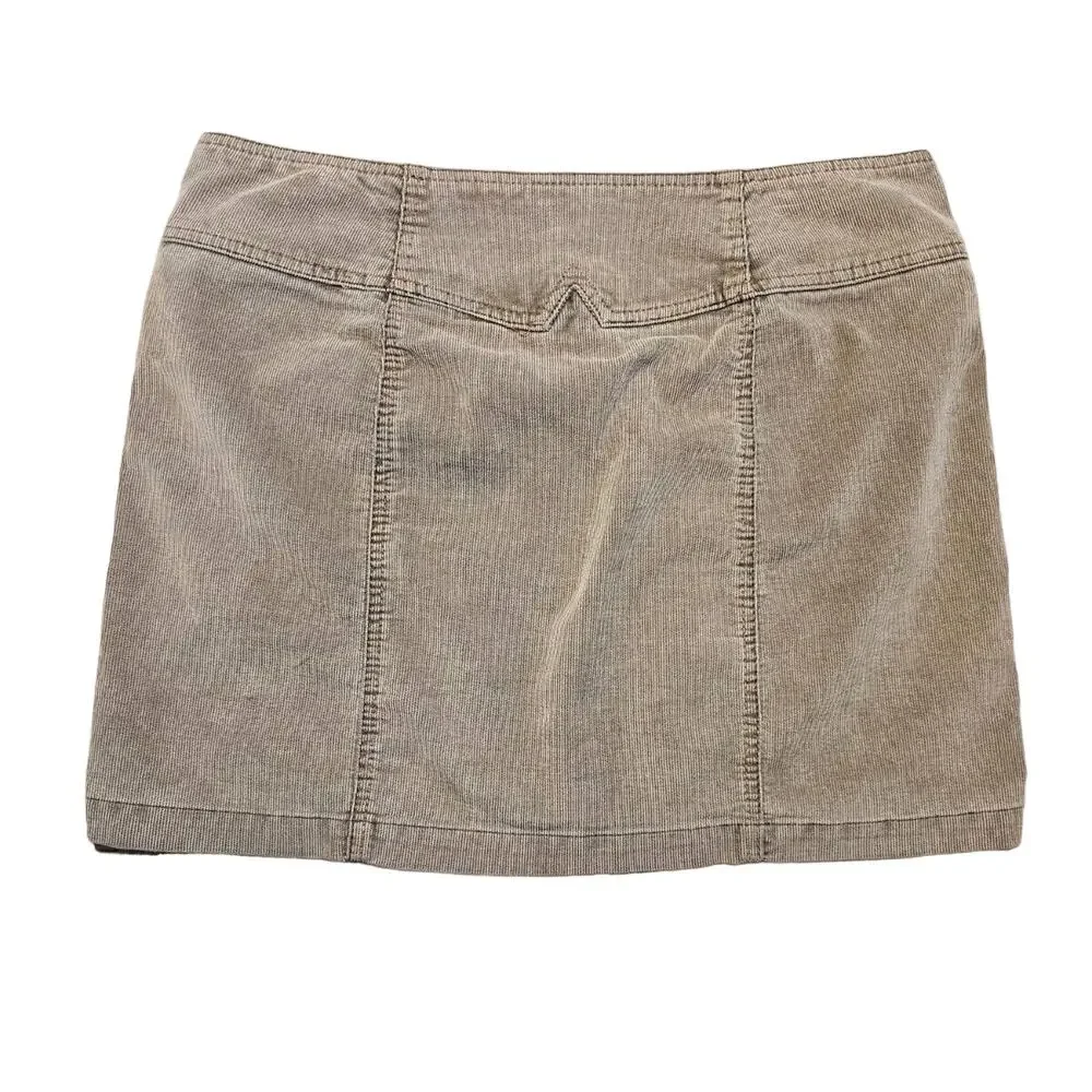 Gap Women's Corduroy Mini Skirt Tan/Brown A Line Snap Front with Pockets Size 12